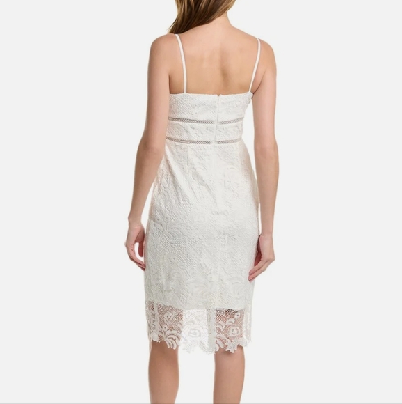 ML Monique Lhuillier Sleeveless Eyelet White Lace Midi Dress Women's Size 0 NWT - Picture 4 of 10